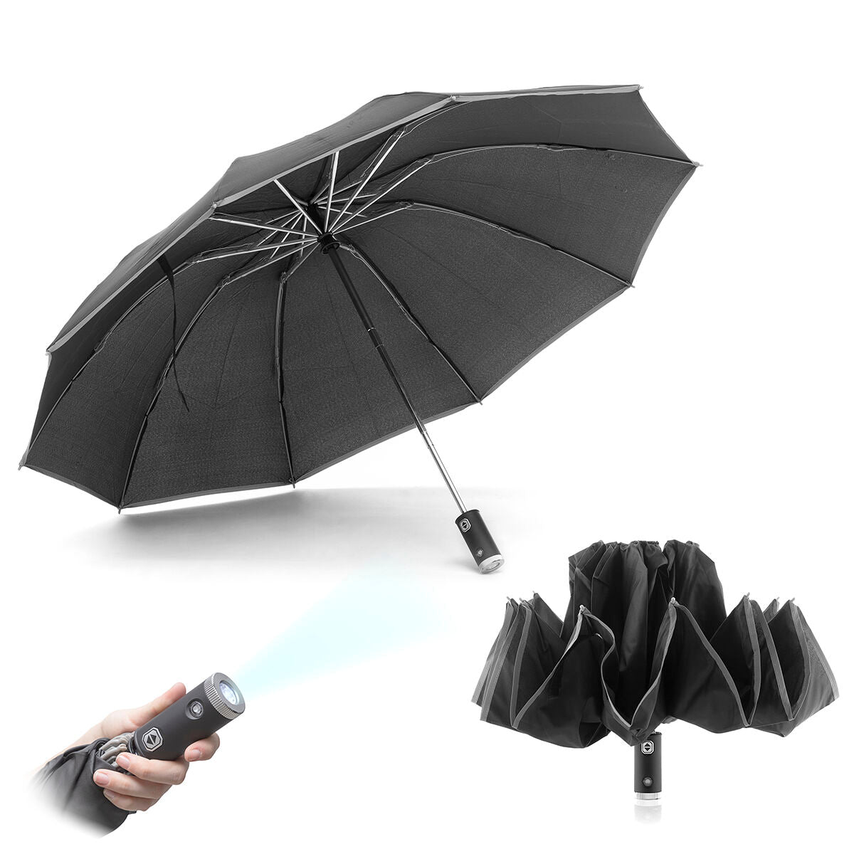 Innovagoods Opvouwbare Omgekeerd Sluitende Paraplu Met Led Folbrella Innovagoods